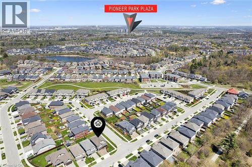 Aerial perspective showcasing a residential neighborhood with varied housing styles - 72 Elmbank Trail, Kitchener, ON - Outdoor With View