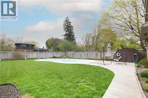 View of private back yard with inground gunite pool - 76 Cloverdale Crescent, Kitchener, ON - Outdoor