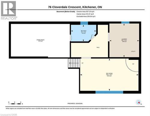 Basement level floorplan - 76 Cloverdale Crescent, Kitchener, ON - Other