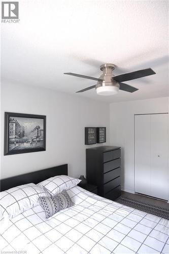 Recessed lighting and ceiling fan with integrated light fixture - 175 Hunter Street E Unit# 301, Hamilton, ON - Indoor Photo Showing Bedroom