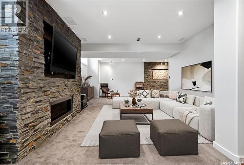 7211 Maple View Crescent, Regina, SK - Indoor Photo Showing Living Room With Fireplace