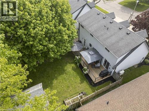 Expansive backyard featuring a manicured lawn, established landscaping, and mature trees - 26 Peachtree Crescent, Cambridge, ON - Outdoor
