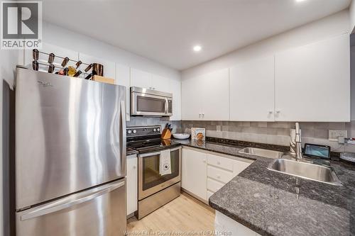 3601 Riverside Drive East Unit# 607, Windsor, ON - Indoor Photo Showing Kitchen With Double Sink