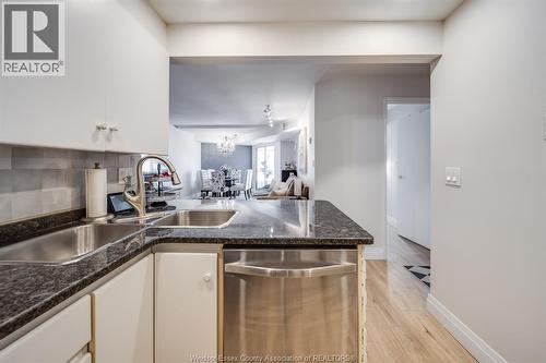 3601 Riverside Drive East Unit# 607, Windsor, ON - Indoor Photo Showing Kitchen With Double Sink