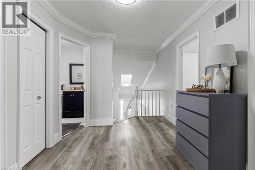 Hallway featuring wood-finish flooring and crown molding - 27 Barbara Court, Hamilton, ON - Indoor Photo Showing Other Room