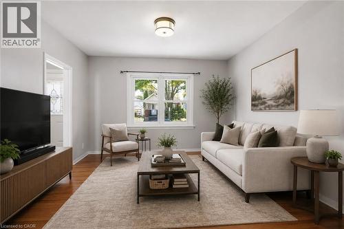 Virtually Staged Photo - 43 Cameron Avenue N, Hamilton, ON - Indoor Photo Showing Living Room
