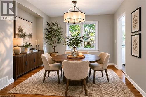 Virtually Staged Photo - 43 Cameron Avenue N, Hamilton, ON - Indoor Photo Showing Dining Room