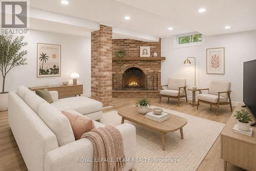 Photo has been virtually staged - 2317 Elmira Drive, Ottawa, ON - Indoor Photo Showing Living Room With Fireplace
