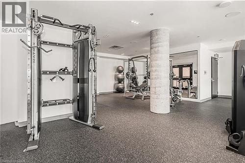 View of gym - 15 Wellington Street S Unit# 1909, Kitchener, ON - Indoor Photo Showing Gym Room