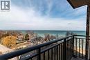 Private balcony featuring black metal railings and expansive water scenery - 500 Green Road Unit# 901, Stoney Creek, ON  - Outdoor With Body Of Water With Balcony With View 