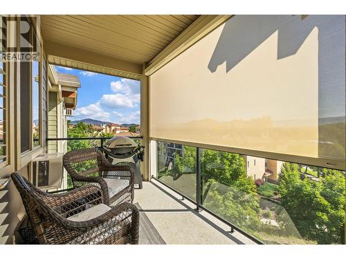 Covered Deck with Electric Artistic Awning for Shade and Privacy - 3735 Casorso Road Unit# 410, Kelowna, BC - Outdoor With Exterior