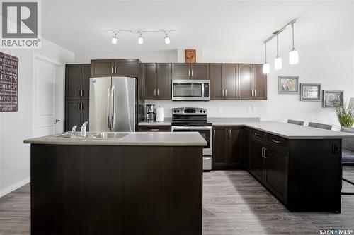 305 2452 Killdeer Drive, North Battleford, SK - Indoor Photo Showing Kitchen With Stainless Steel Kitchen With Double Sink
