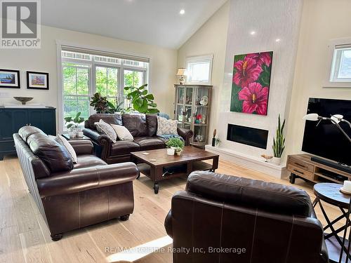 14 Thimbleweed Drive, Bluewater (Bayfield), ON - Indoor Photo Showing Living Room With Fireplace