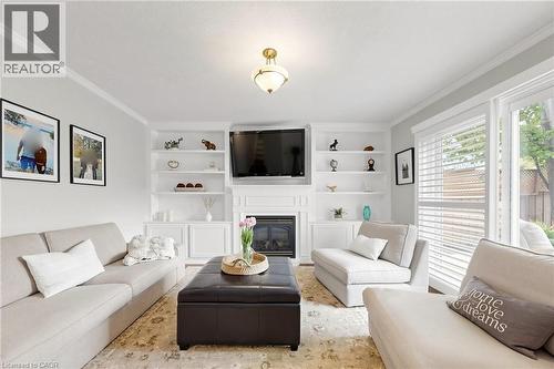 1365 Ester Drive, Burlington, ON - Indoor Photo Showing Living Room With Fireplace