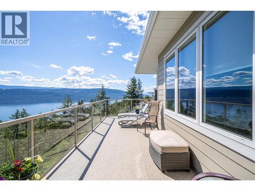 Spacious balcony with incredible views - 132 Crown Crescent, Vernon, BC - Outdoor With Body Of Water With View With Exterior