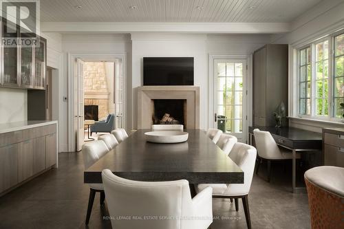 76 Binscarth Road, Toronto, ON - Indoor Photo Showing Dining Room With Fireplace