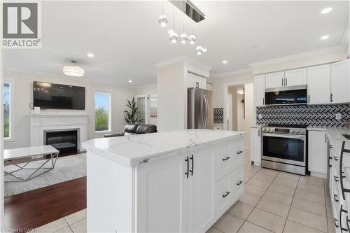 177 Watson Road N, Guelph, ON - Indoor Photo Showing Kitchen With Fireplace With Stainless Steel Kitchen With Upgraded Kitchen