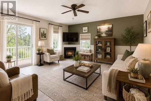 Ai-idea - 1 Butler Street, Whitestone (Dunchurch), ON - Indoor Photo Showing Living Room With Fireplace