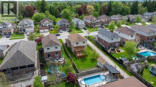 Aerial perspective showcasing a residential neighborhood with varied two-story homes - 139 Ferris Drive, Wellesley, ON - Outdoor With View