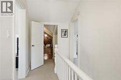 Hallway with light-toned wall paint and carpeted flooring - 