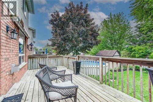 Expansive wood deck with a perimeter railing - 702 Elgin Street N, Cambridge, ON - Outdoor With Deck Patio Veranda