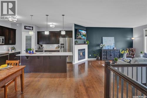 121 Everton Crescent, Moose Jaw, SK - Indoor Photo Showing Kitchen With Fireplace