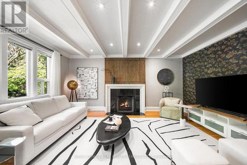 Living Room w/ Coffered Ceilings & Pot Lights - 202 Dinnick Crescent, Toronto, ON 