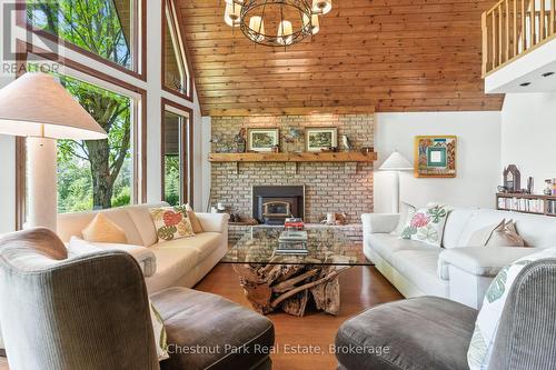 COZY FIREPLACE - 600380 Sideroad 50 N, Chatsworth, ON - Indoor Photo Showing Living Room With Fireplace