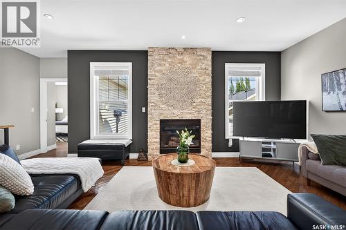 66 Everton Crescent, Moose Jaw, SK - Indoor Photo Showing Living Room With Fireplace