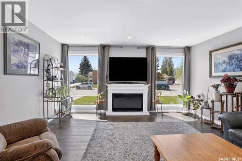 215 Neatby Crescent, Saskatoon, SK - Indoor Photo Showing Living Room With Fireplace
