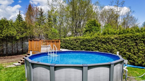 Extérieur - 82 Rue Goudreau, Magog, QC - Outdoor With Above Ground Pool With Backyard