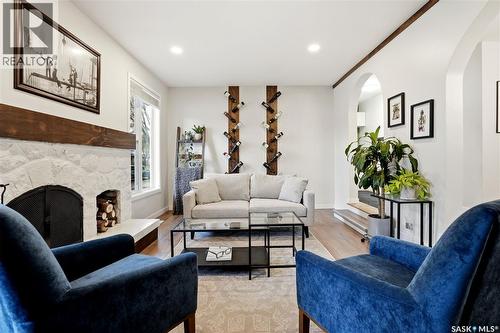 14 Edenwold Crescent, Regina, SK - Indoor Photo Showing Living Room With Fireplace