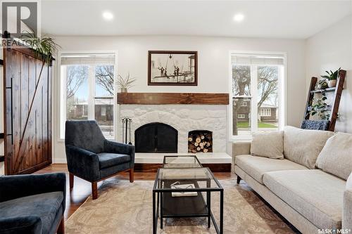 14 Edenwold Crescent, Regina, SK - Indoor Photo Showing Living Room With Fireplace