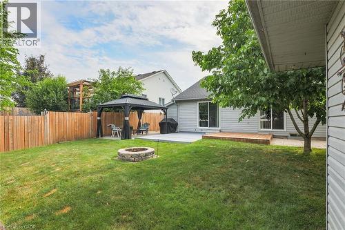 View of yard with a fire pit, a gazebo, a patio, and a wooden deck - 4432 Dennis Avenue, Beamsville, ON - Outdoor