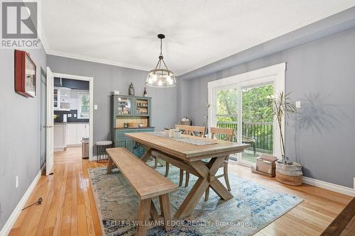 Bright dining area with side deck access - 149 Cove Crescent, Hamilton, ON - Indoor Photo Showing Dining Room