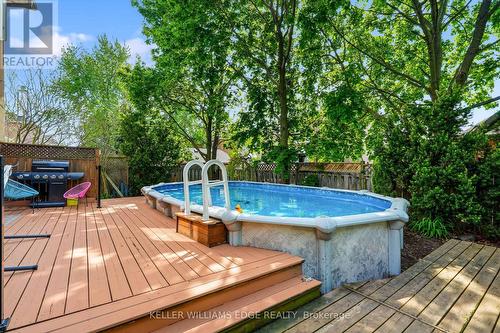 Spacious backyard Deck w/ Pool, Gazebo - 149 Cove Crescent, Hamilton, ON - Outdoor With Above Ground Pool With Deck Patio Veranda