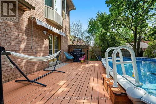 Spacious backyard Deck w/ Pool, Gazebo - 149 Cove Crescent, Hamilton, ON - Outdoor With Above Ground Pool With Deck Patio Veranda