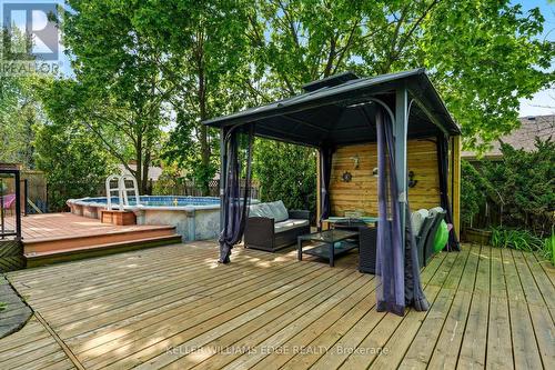 Gazebo perfect for backyard relaxation - 149 Cove Crescent, Hamilton, ON - Outdoor With Above Ground Pool With Deck Patio Veranda With Exterior