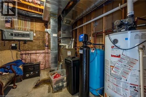 Utility room featuring a water heater, water treatment system, and electrical panel - 514 Fishers Glen Road, Vittoria, ON - Indoor Photo Showing Basement