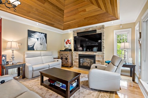Salon - 1320 Rue De La Baie, Chertsey, QC - Indoor Photo Showing Living Room With Fireplace