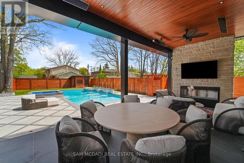 1589 Glenhill Crescent, Mississauga, ON - Outdoor With Fireplace With In Ground Pool With Exterior