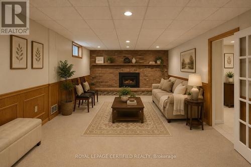 Lower Level Living - 35 Trenholme Crescent, Hamilton, ON - Indoor With Fireplace