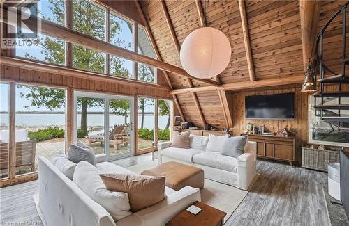 68 Parker Island Road, Lions Head, ON - Indoor Photo Showing Living Room With Fireplace