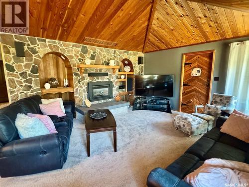 1632 Studer Street, La Ronge, SK - Indoor Photo Showing Living Room With Fireplace