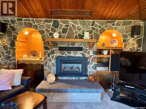 1632 Studer Street, La Ronge, SK - Indoor Photo Showing Living Room With Fireplace