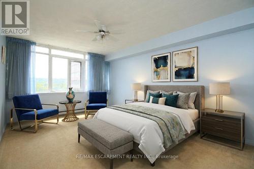 Primary bedroom Virtually Staged - 802 - 40 Harrisford Street, Hamilton, ON - Indoor Photo Showing Bedroom
