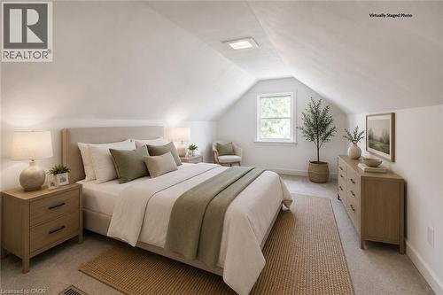 Virtually Staged Attic Bedroom - 92 East 24Th Street, Hamilton, ON - Indoor Photo Showing Bedroom