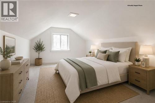 Virtually Staged Attic Bedroom - 92 East 24Th Street, Hamilton, ON - Indoor Photo Showing Bedroom