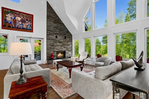 Salon - 207Z Mtée Du Val-De-Loire, Saint-Adolphe-D'Howard, QC - Indoor Photo Showing Living Room With Fireplace