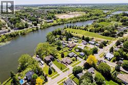 Aerial perspective showcasing a residential area with varied housing styles - 